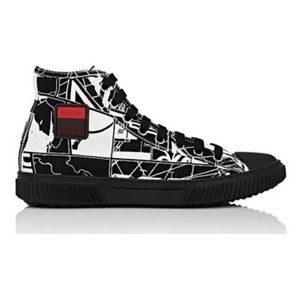 Men's Comic-Print Gabardine Sneakers 9.5